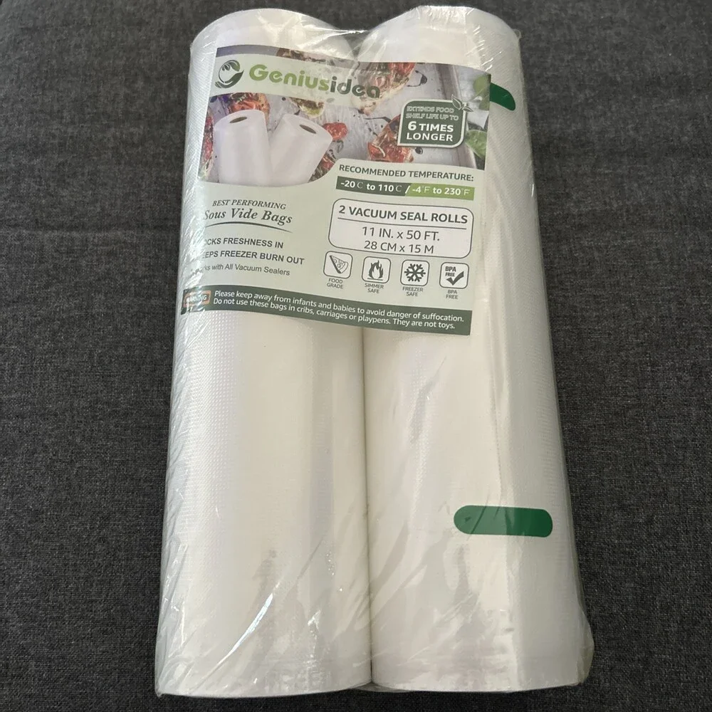 NEW Geniusidea 2 Vacuum Seal Rolls 11in X 50ft